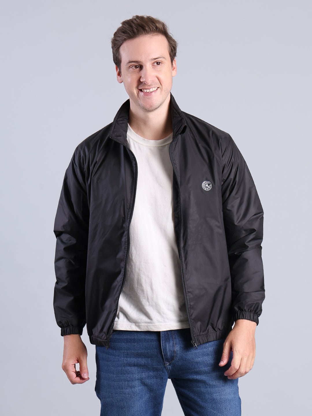 Men's Black Lightweight Jacket – Full Zip Casual Wear Men's Jacket - Monterowindia